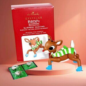 2020 Hallmark Rudolph The Red Nosed Reindeer Slippery Skating Ornament